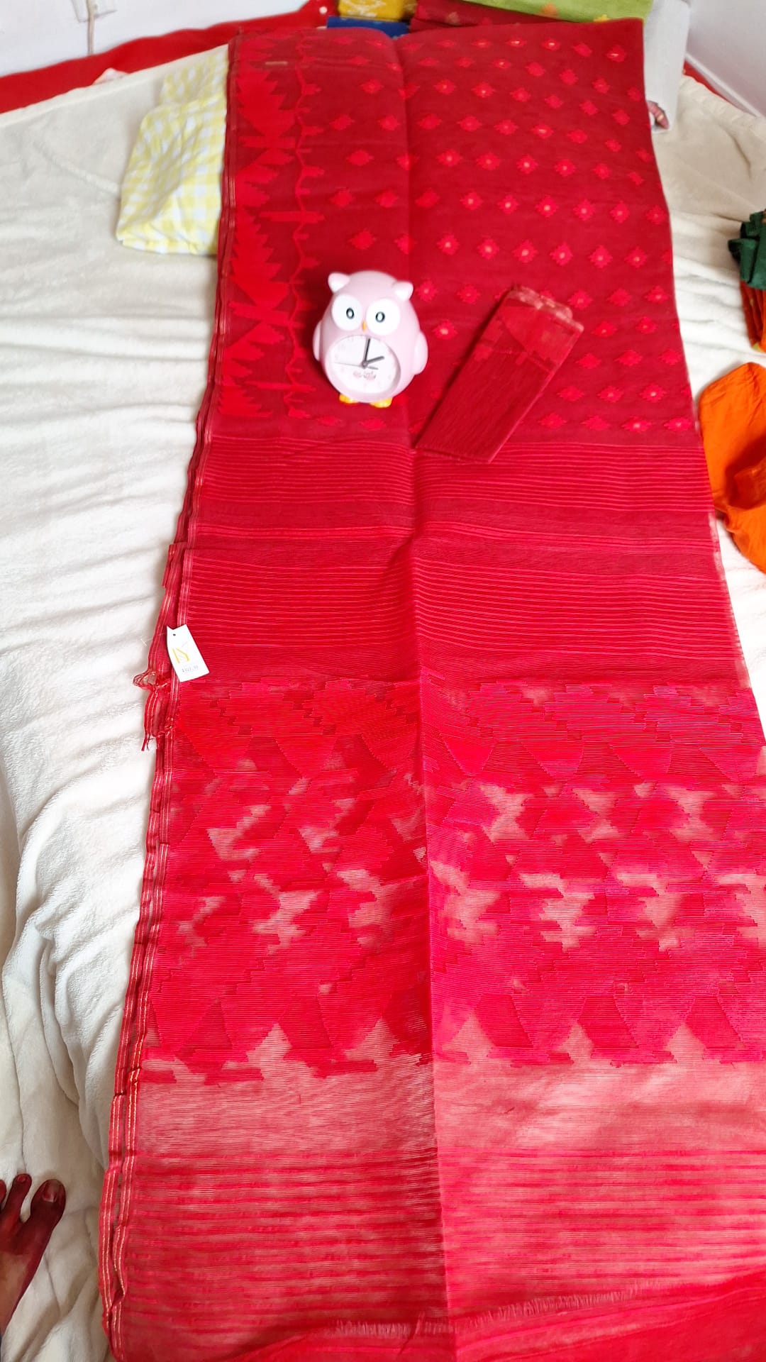 Radiant Crimson Red Jamdanee Saree