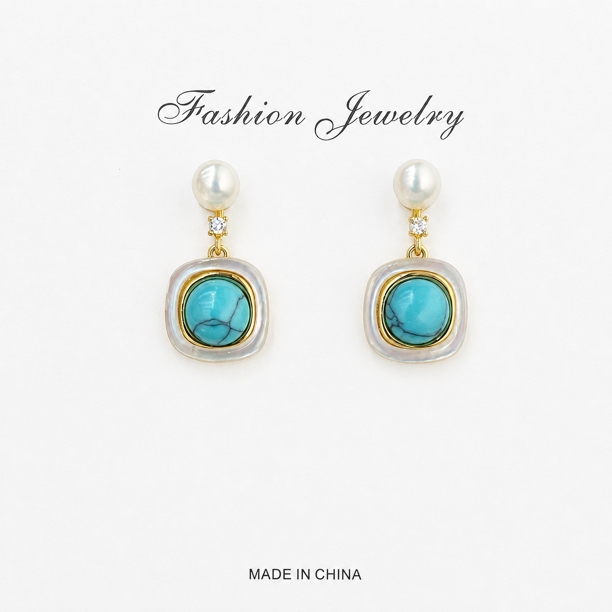 Pearl Earrings — Blue