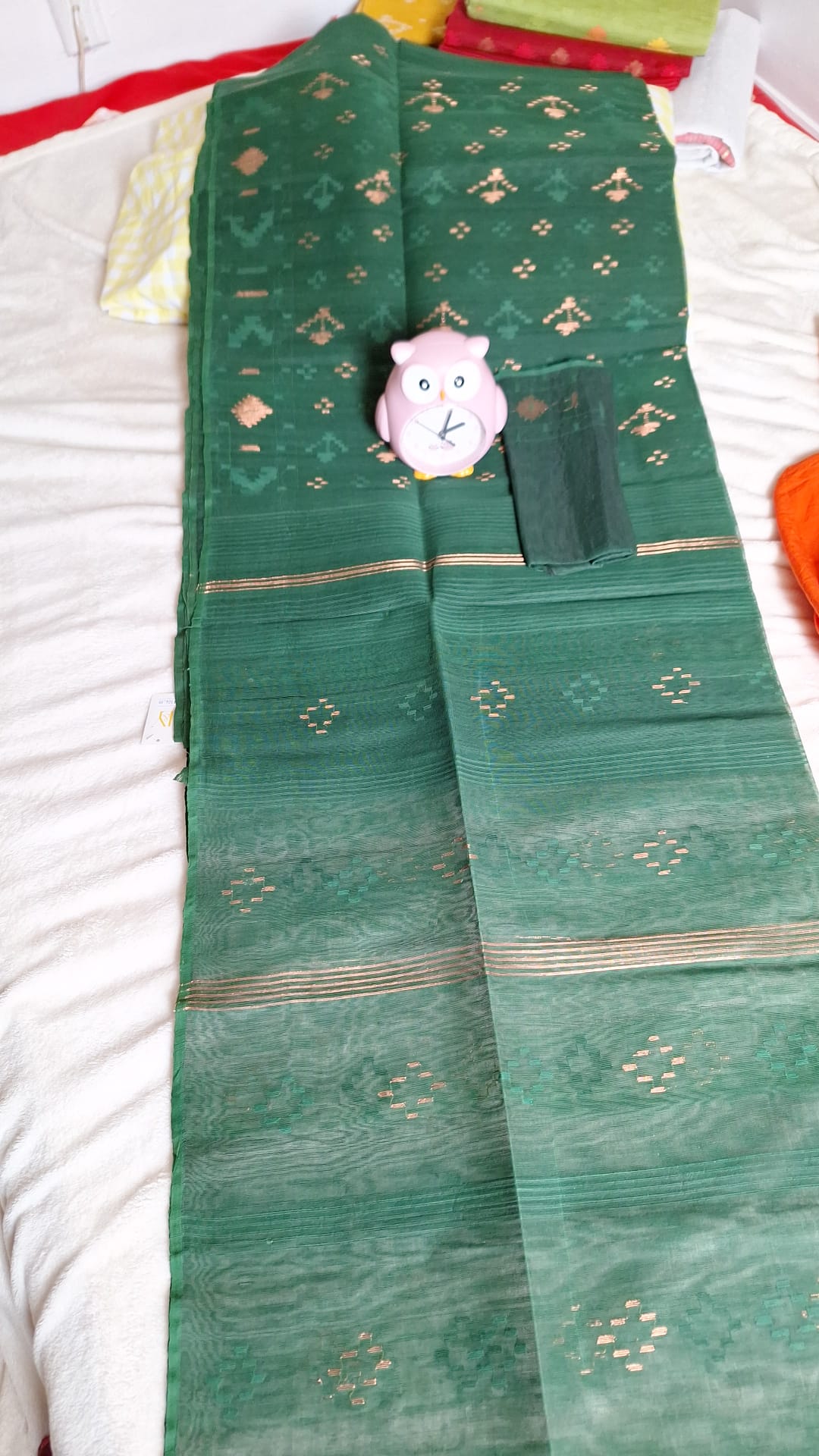 Sky Blue Jamdanee Saree with Golden Motifs