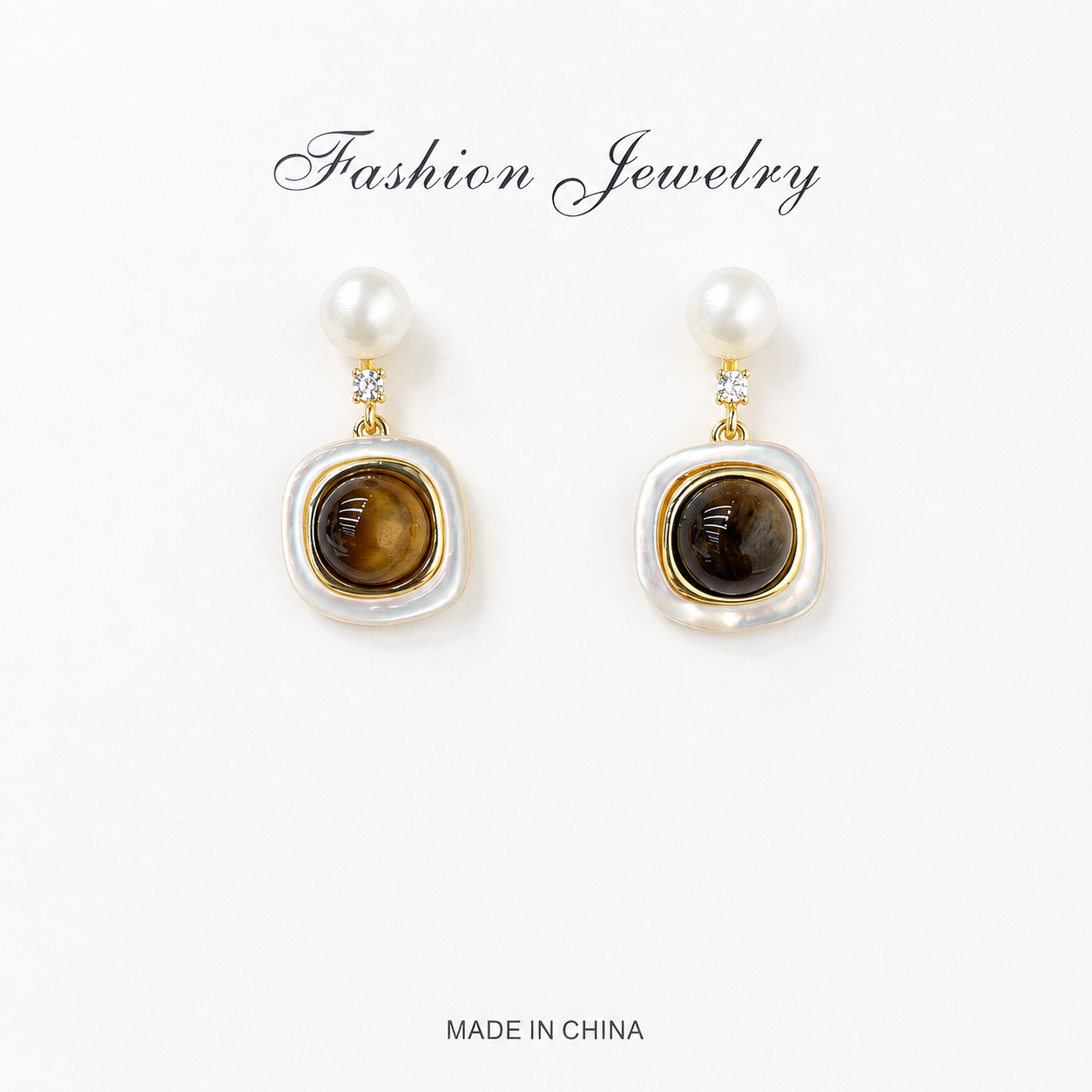 Pearl Earrings — Brown